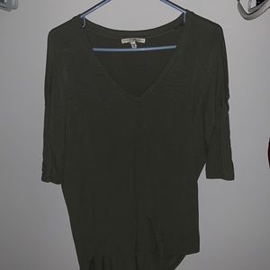 Olive green v neck. XS. Sleeves shown in picture. Good condition